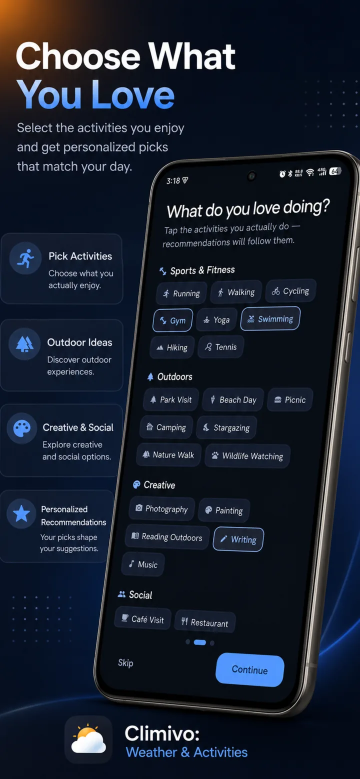 Climivo insights screen — personal statistics